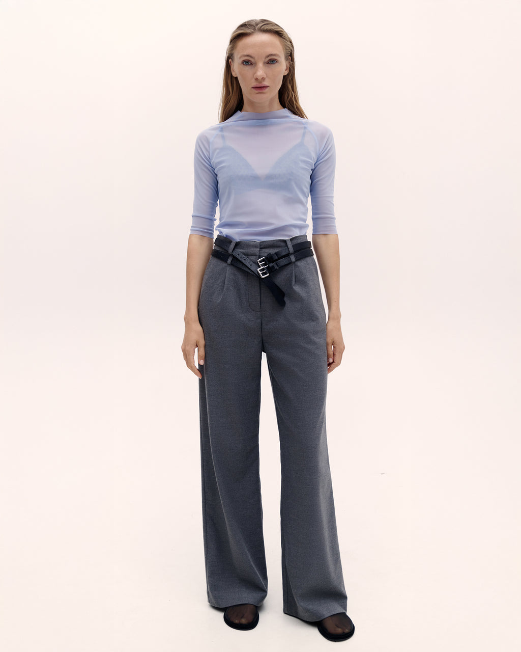 Dusty Blue Sheer Top