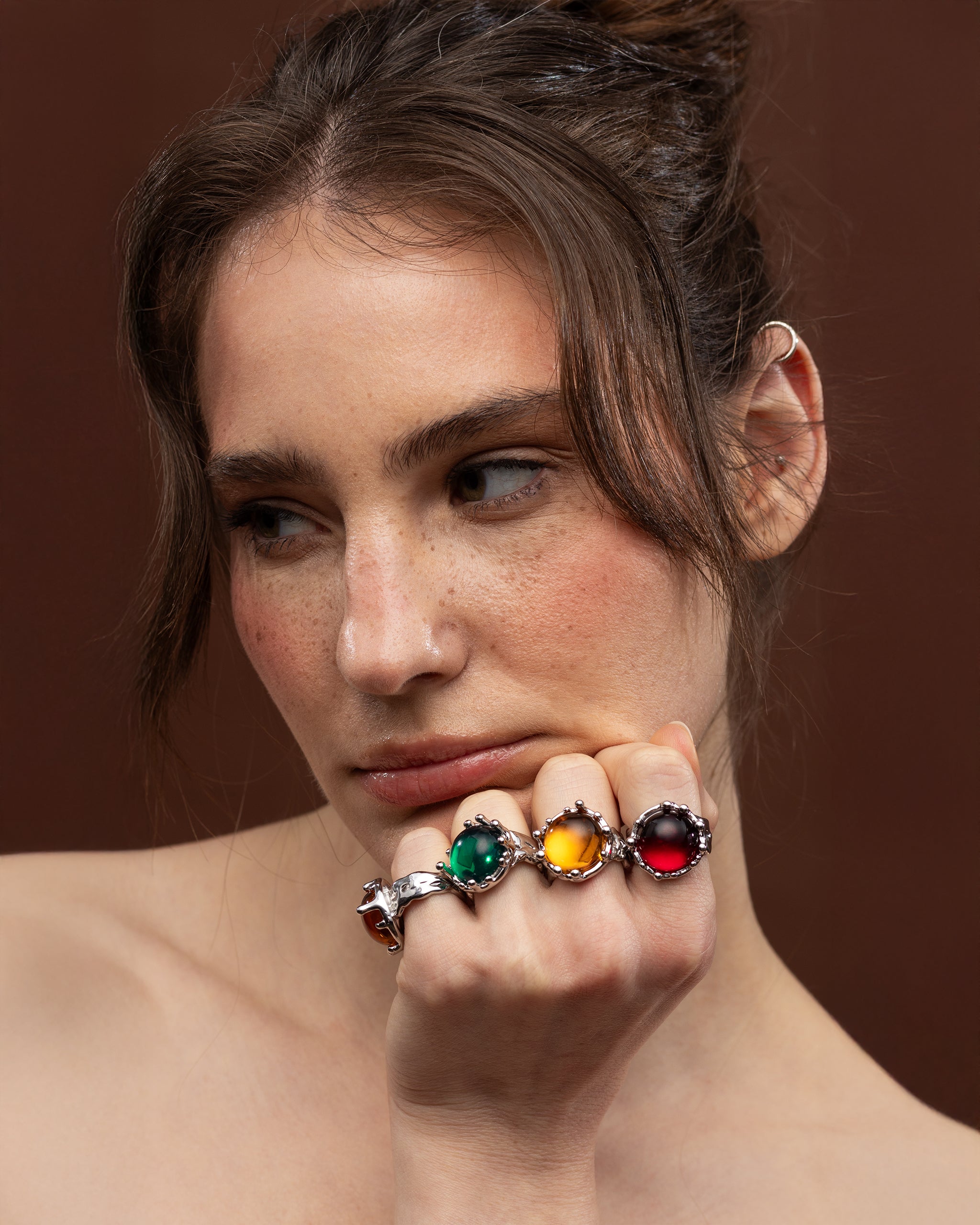 Кільце "Candy" з каменем червоного кольору