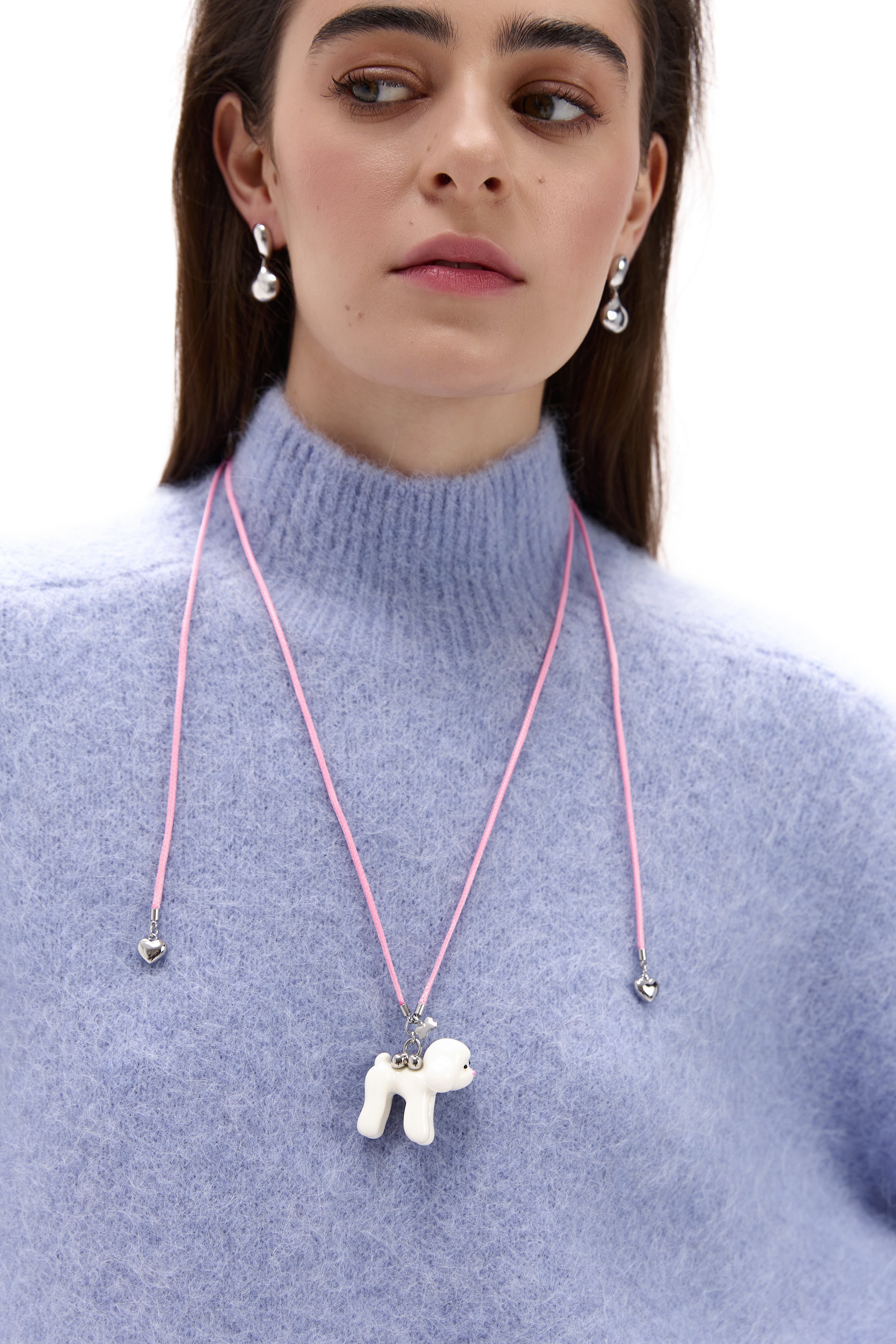 Підвіс Puppy white з рожевим шнурком